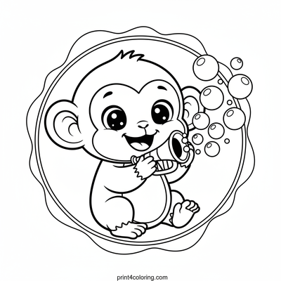 Monkey's Bubbly Trumpet Surprise - free printable coloring page