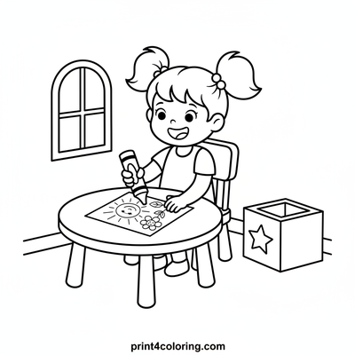 Bubbles' Creative Coloring Time - free printable coloring page