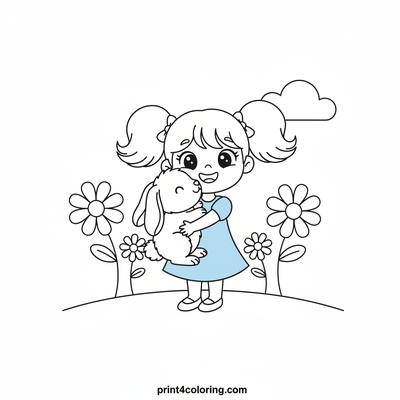 Bubbles' Adorable Bunny Hug - free printable coloring page
