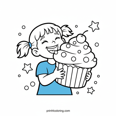 Bubbles' Giant Giggles Cupcake - free printable coloring page