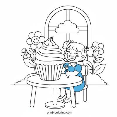 Bubbles' Gigantic Cupcake Adventure! - free printable coloring page