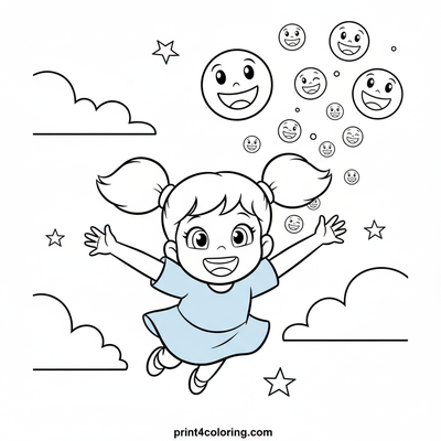Bubbles' Joyful Flight - free printable coloring page