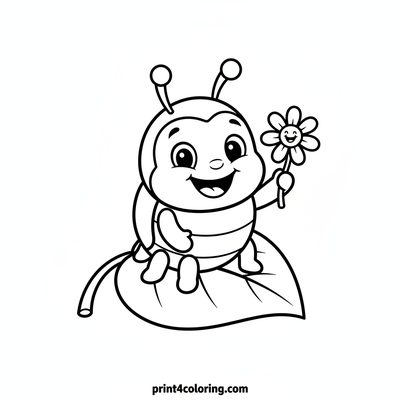 Buddy Beetle's Daisy Delight - free printable coloring page