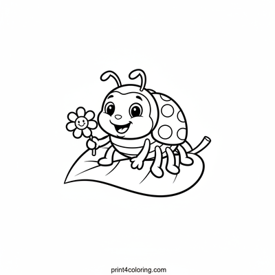 Buddy Beetle's Daisy Delight - free printable coloring page