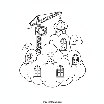Cloud Castle Construction Crew - free printable coloring page