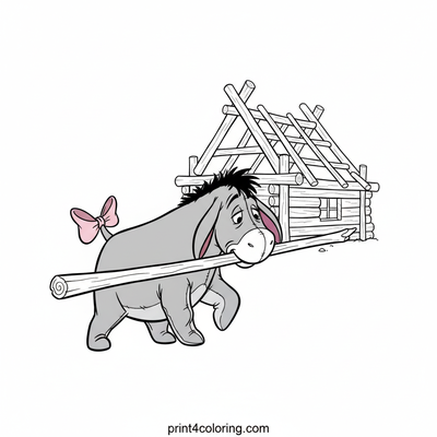 Eeyore's Stick House Building Adventure - free printable coloring page
