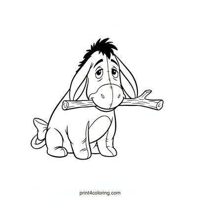 Eeyore's Cozy Home Construction - free printable coloring page