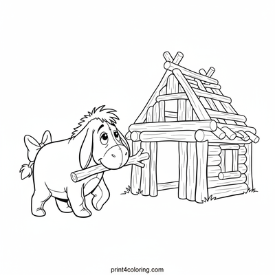 Eeyore's Cozy Home Construction - free printable coloring page