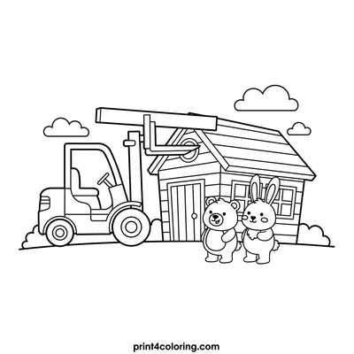 Friendly Forklift's Playhouse Project - free printable coloring page