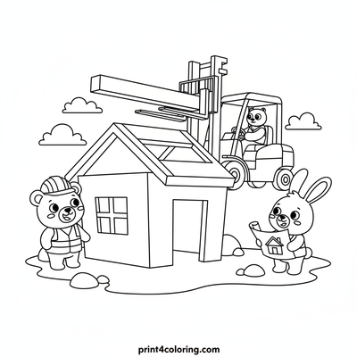 Animal Builders: Forklift Fun - free printable coloring page