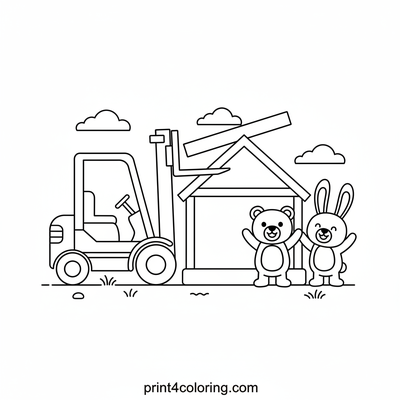 Building Buddies: Forklift Fun at the Playhouse - free printable coloring page