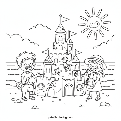 Our Epic Sandcastle Adventure - free printable coloring page