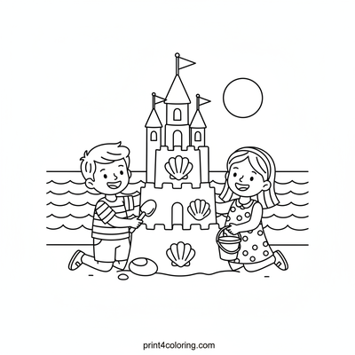 Our Giant Sandcastle Adventure - free printable coloring page