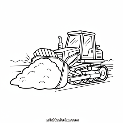 Mighty Bulldozer's Big Push - free printable coloring page