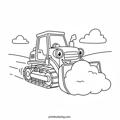 Mighty Bulldozer's Dirt Mountain - free printable coloring page