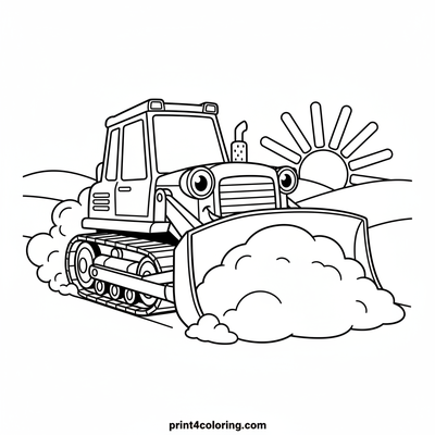 Mighty Bulldozer's Dirt Mountain Push - free printable coloring page