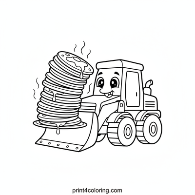 Giggly Bulldozer's Wobbly Pancakes - free printable coloring page
