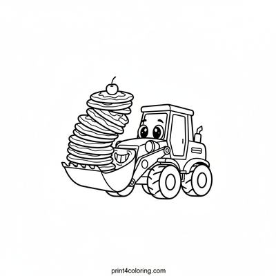 The Giggle-Filled Pancake Stack Bulldozer - free printable coloring page