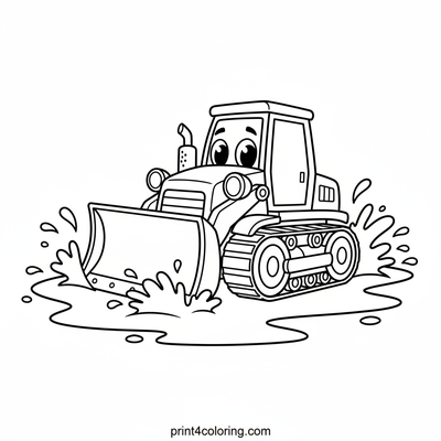 Bulldozer's Muddy Splash Party - free printable coloring page