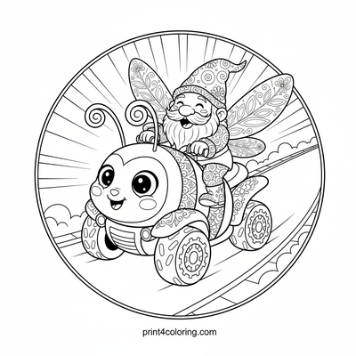 The Great Gnome Bumblebee Race - free printable coloring page