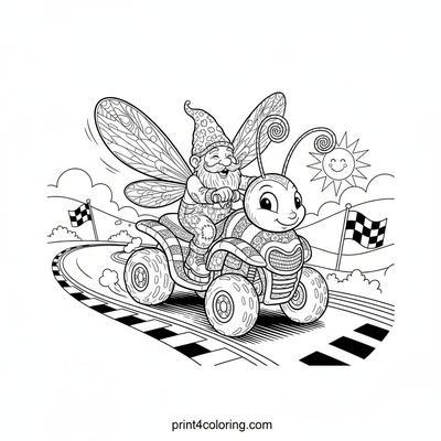 The Great Bumblebee Quad Bike Race - free printable coloring page