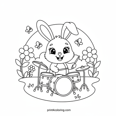 Bunny's Backyard Drum Solo - free printable coloring page