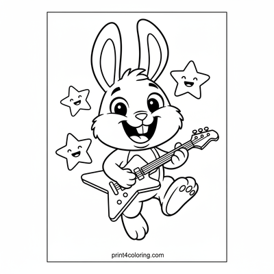 Rock Star Bunny's Big Jump - free printable coloring page