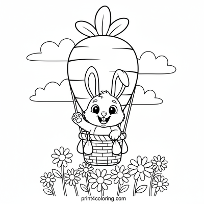 Bunny's Carrot Balloon Adventure! - free printable coloring page