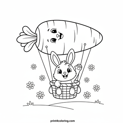 Bunny's Sky Carrot Adventure - free printable coloring page