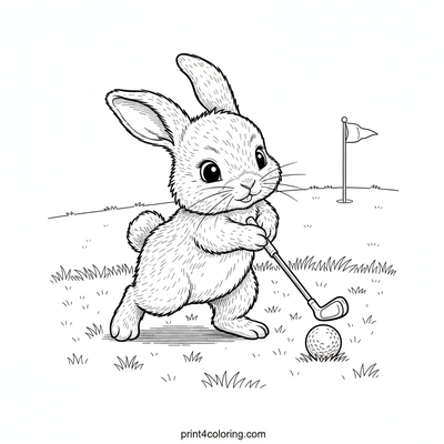 Bunny's Big Golf Debut - free printable coloring page