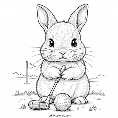 Bunny's First Putt: A Golfing Adventure - free printable coloring page