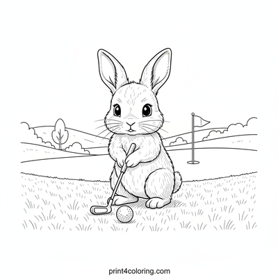 Bunny's Championship Putt - free printable coloring page