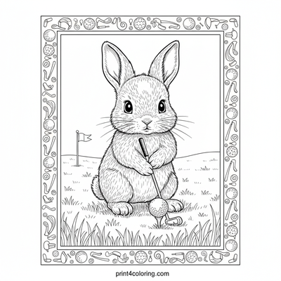 Bunny's Championship Putt - free printable coloring page