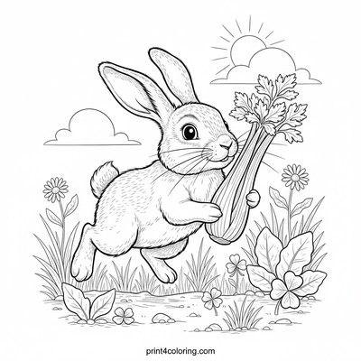 Bunny's Crunchy Garden Feast - free printable coloring page