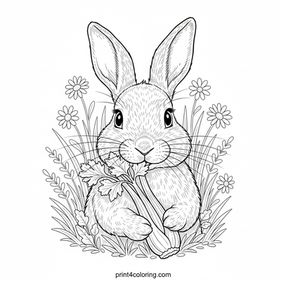 Garden Bunny's Crisp Celery Feast - free printable coloring page