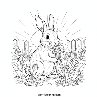 Bunny's Garden Feast: A Celery Delight - free printable coloring page