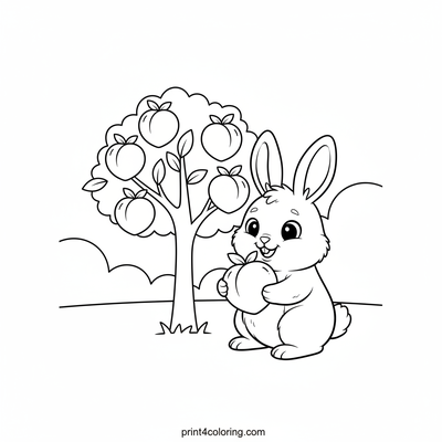 Happy Bunny's Sweet Peach Pick - free printable coloring page