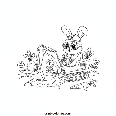 Construction Bunny's Carrot Burrow - free printable coloring page