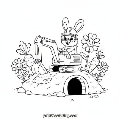 Bunny's Big Dig: Carrot Construction - free printable coloring page