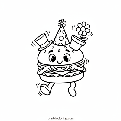 The Wobbly Hat Burger Bash! - free printable coloring page