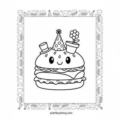 Burger's Silly Hat Parade - free printable coloring page
