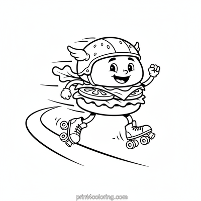 Burger's Speedy Skate Adventure - free printable coloring page