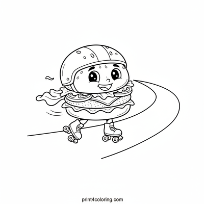 Zooming Burger's Skate Adventure! - free printable coloring page