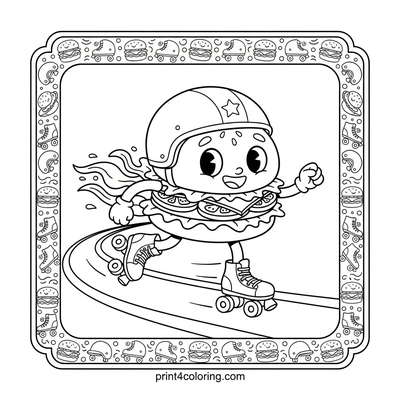 Burger's Speedy Skate Adventure - free printable coloring page