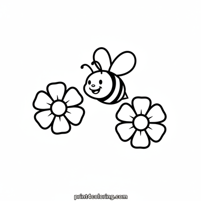 Busy Bee's Happy Flower Dance - free printable coloring page