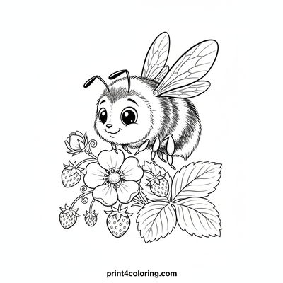 Busy Bee's Strawberry Sweetness - free printable coloring page