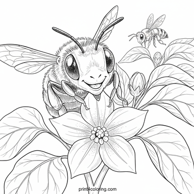 Pollinator Paradise: Busy Bees in the Bell Pepper Patch - free printable coloring page