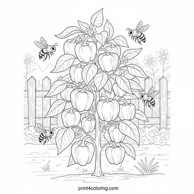 A Buzzing Bell Pepper Patch Adventure - free printable coloring page