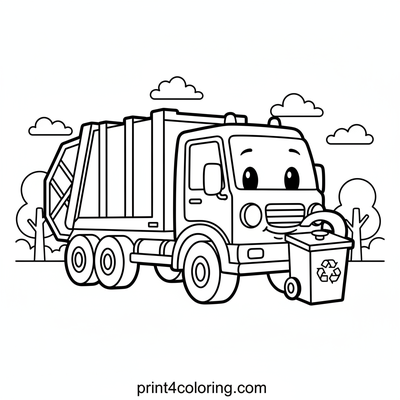 The Mighty Recycling Truck - free printable coloring page