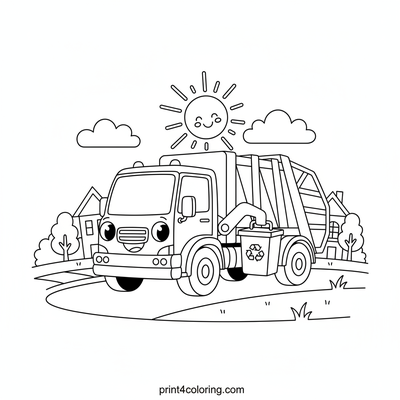 Recycling Truck's Big Lift - free printable coloring page